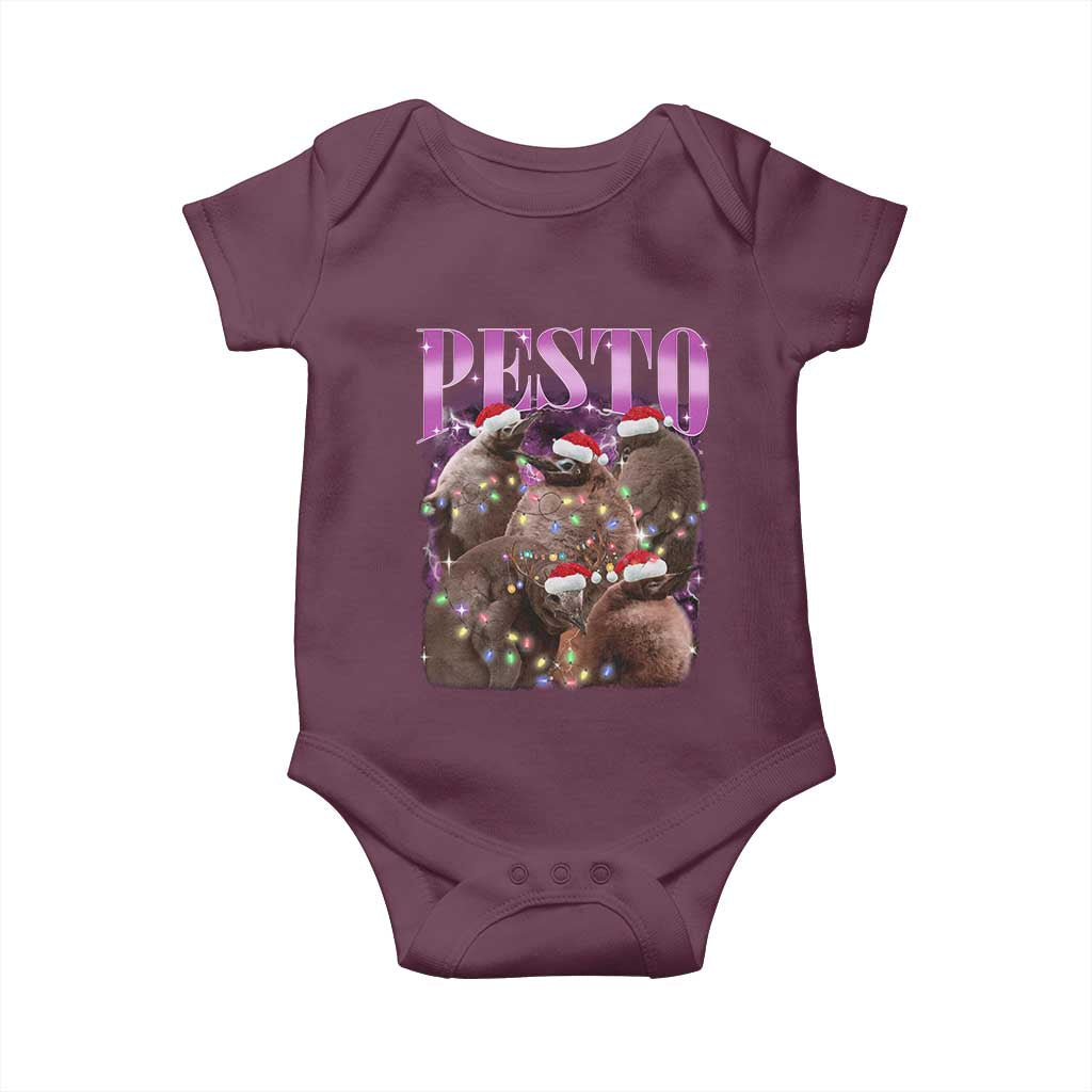 Funny Pesto The Penguin Christmas Baby Onesie TS11 Maroon Print Your Wear