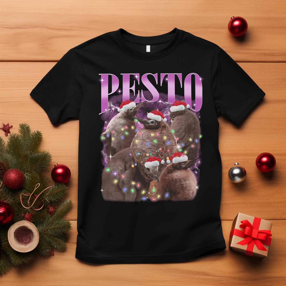Funny Pesto The Penguin Christmas T Shirt TS11 Black Print Your Wear