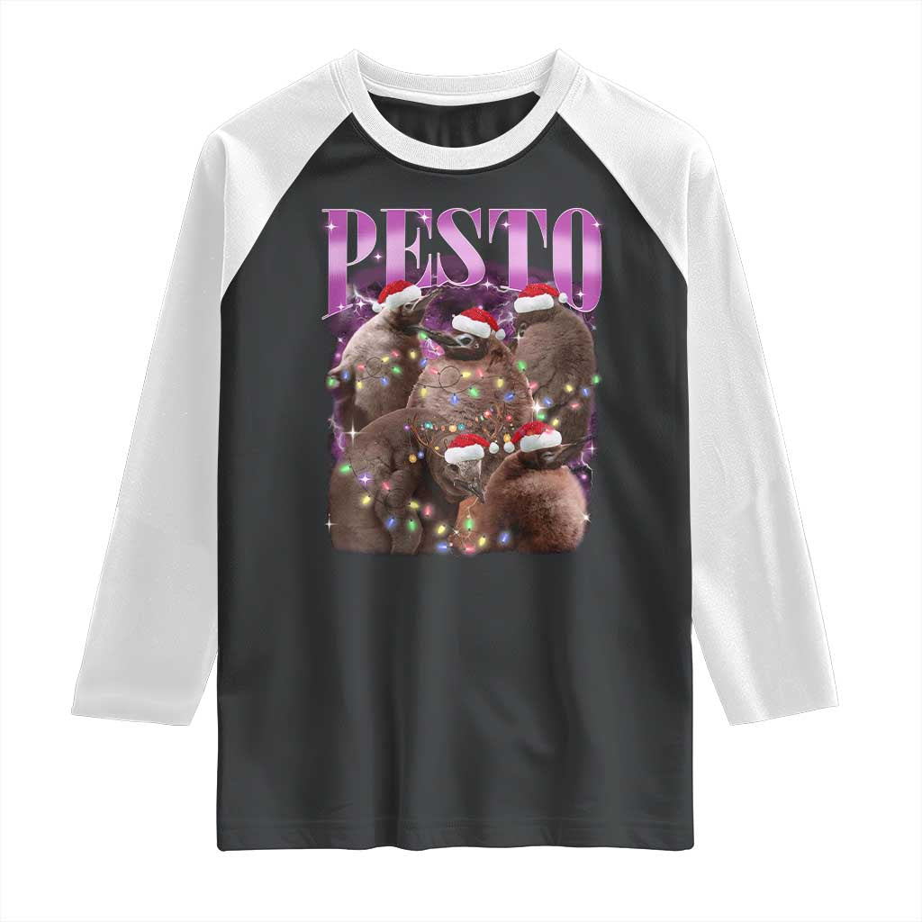 Funny Pesto The Penguin Christmas Raglan Shirt TS11 Black White Print Your Wear