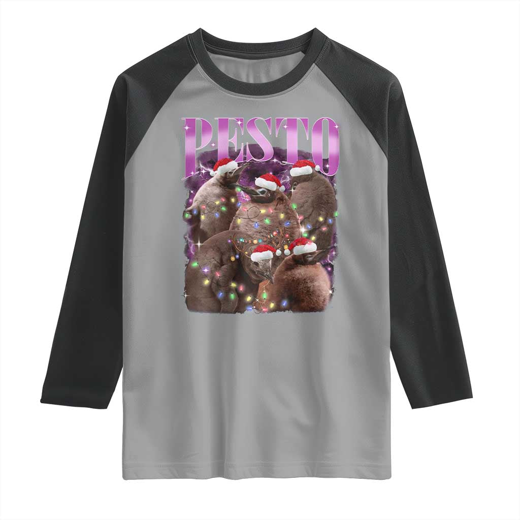 Funny Pesto The Penguin Christmas Raglan Shirt TS11 Sport Gray Black Print Your Wear