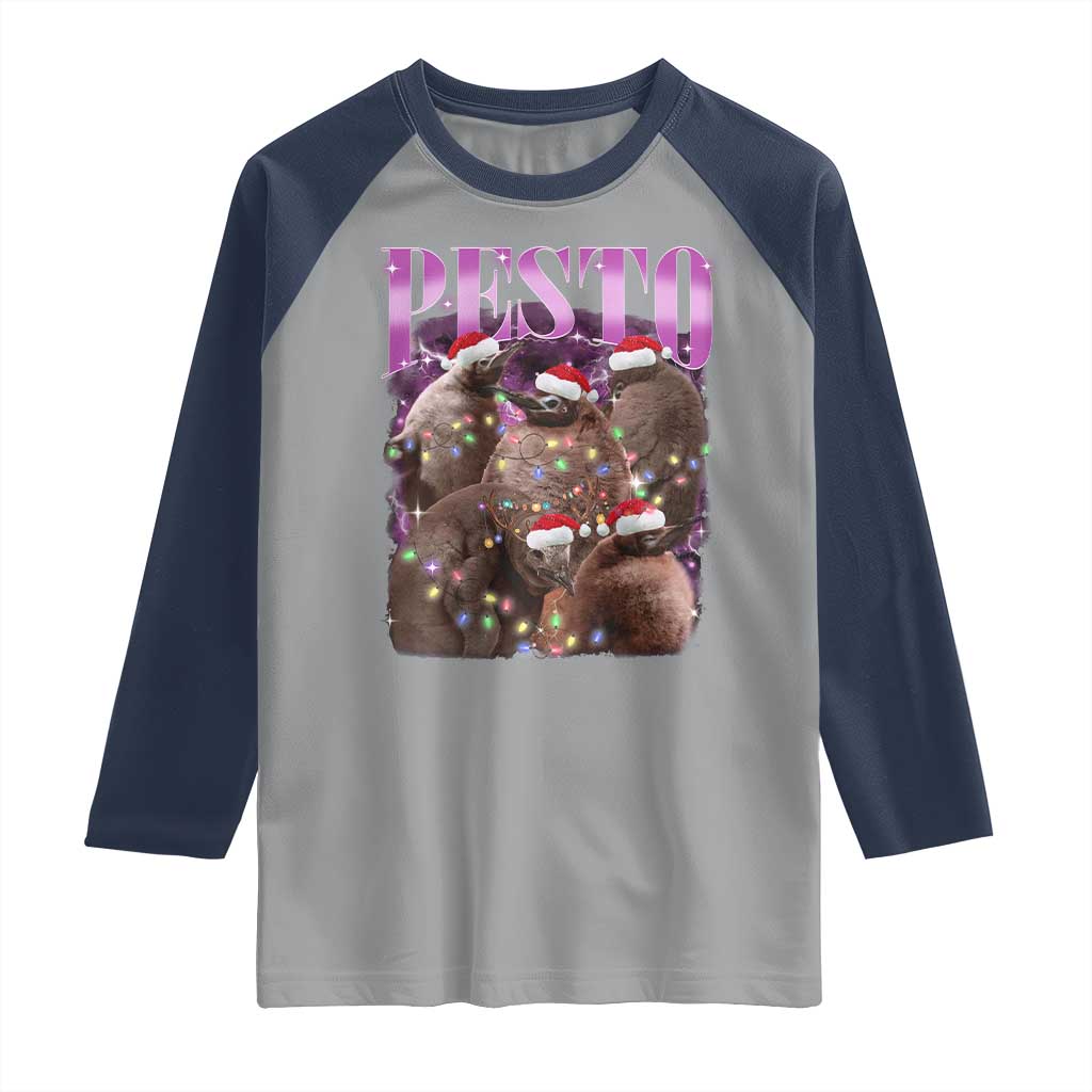 Funny Pesto The Penguin Christmas Raglan Shirt TS11 Sport Gray Navy Print Your Wear