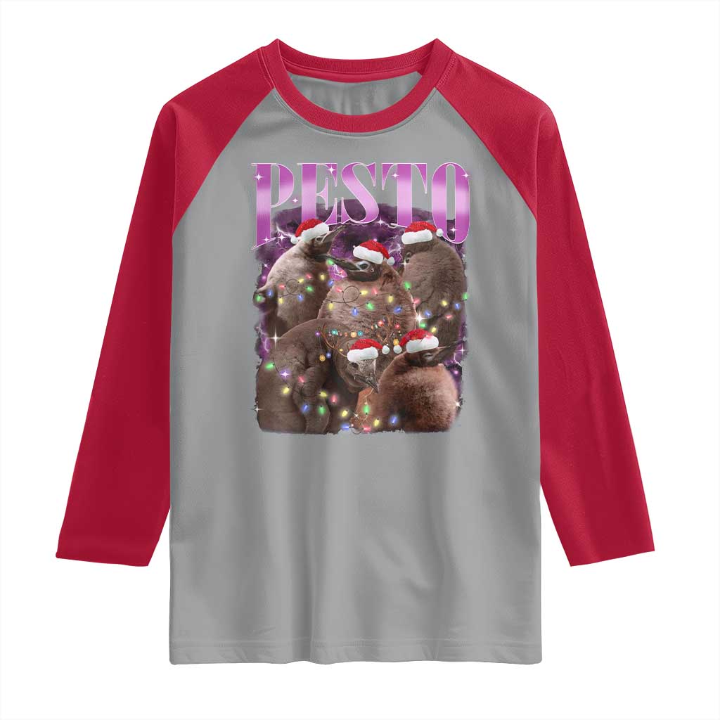 Funny Pesto The Penguin Christmas Raglan Shirt TS11 Sport Gray Red Print Your Wear