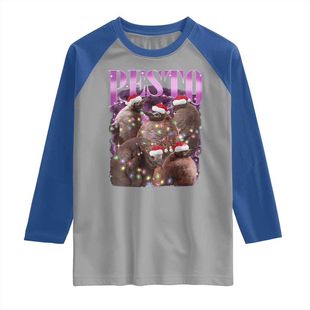 Funny Pesto The Penguin Christmas Raglan Shirt TS11 Sport Gray Royal Print Your Wear
