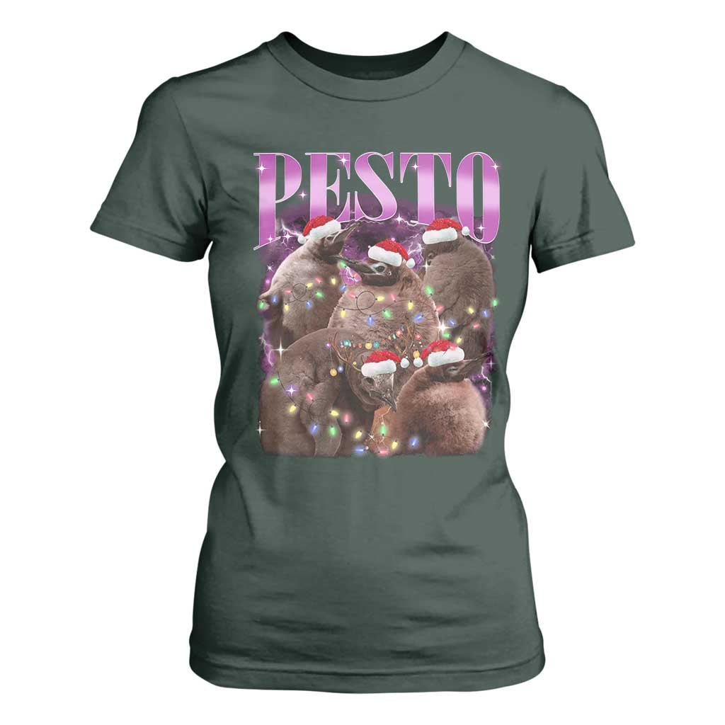Funny Pesto The Penguin Christmas T Shirt For Women TS11 Dark Forest Green Print Your Wear