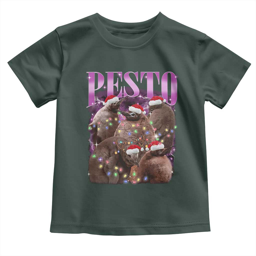 Funny Pesto The Penguin Christmas Toddler T Shirt TS11 Dark Forest Green Print Your Wear