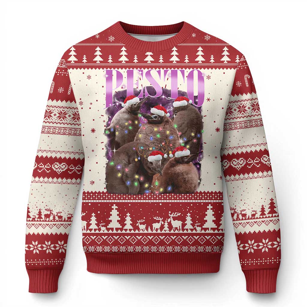 Funny Pesto The Penguin Xmas Ugly Christmas Sweater TS11 Red Print Your Wear