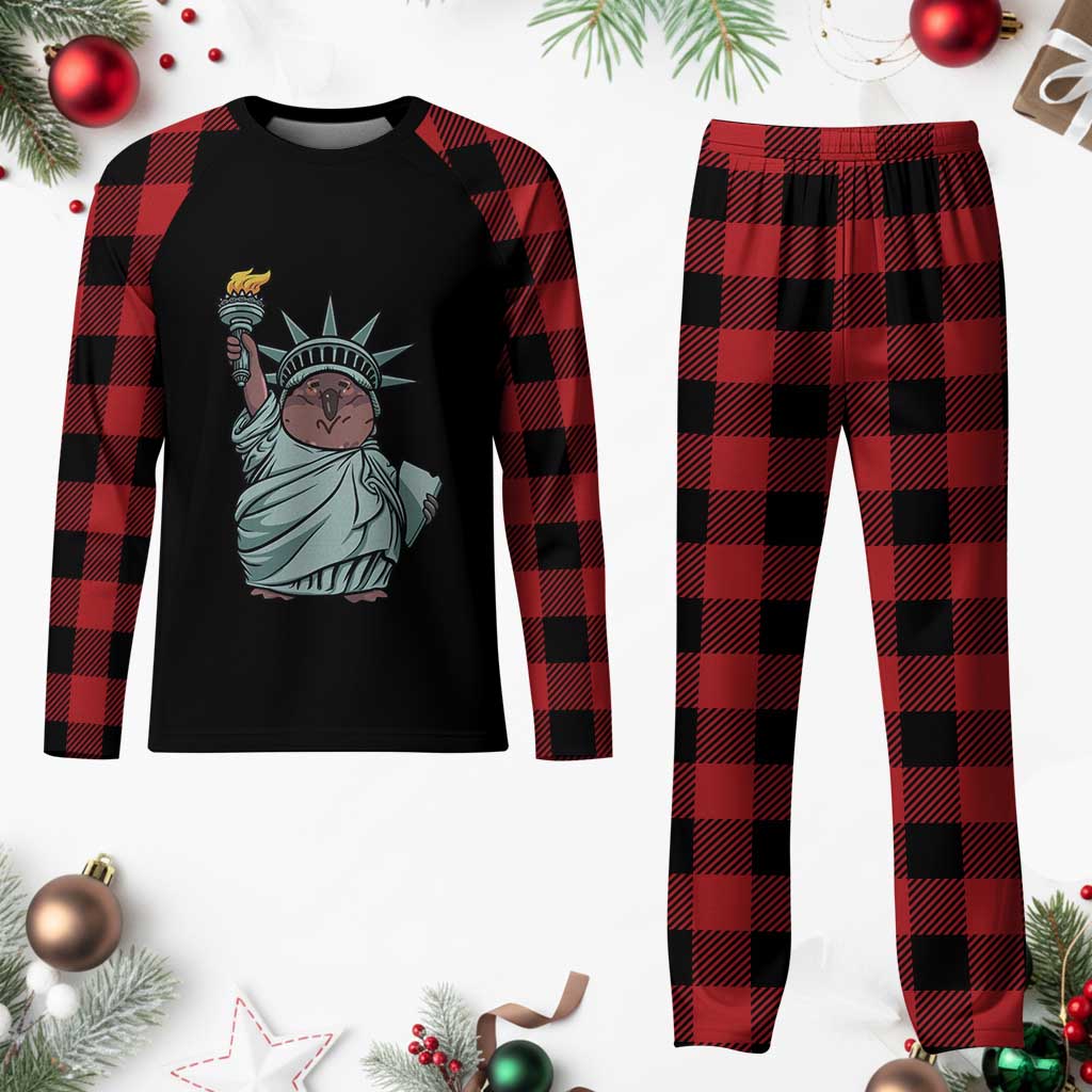 Funny Pesto The Penguin Statue Of Liberty Plaid Pajama Set TS11 Buffalo Plaid Print Your Wear