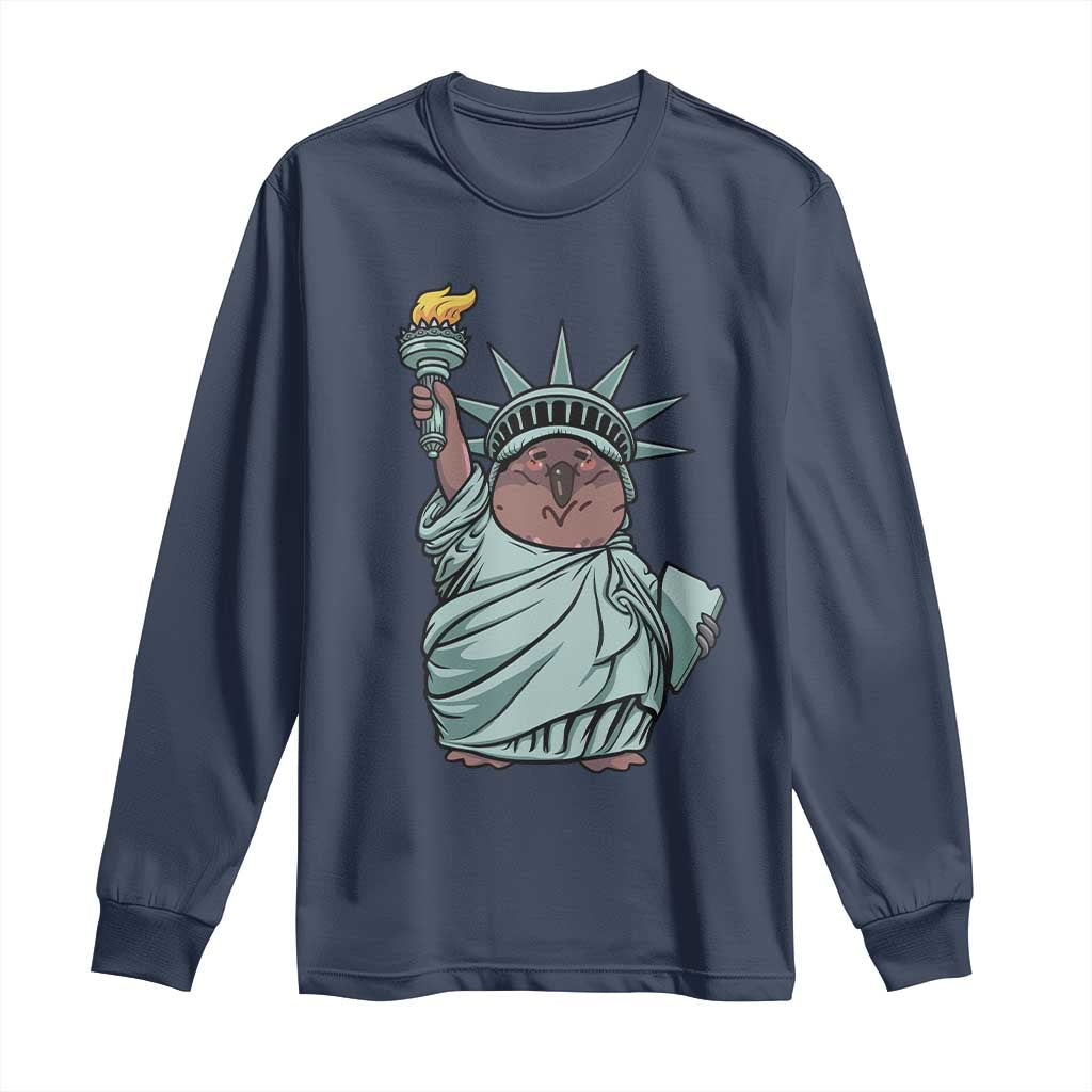 Funny Pesto The Penguin Statue Of Liberty Long Sleeve Shirt TS11 Navy Print Your Wear