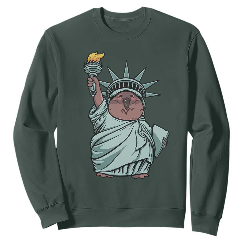Funny Pesto The Penguin Statue Of Liberty Sweatshirt TS11 Dark Forest Green Print Your Wear
