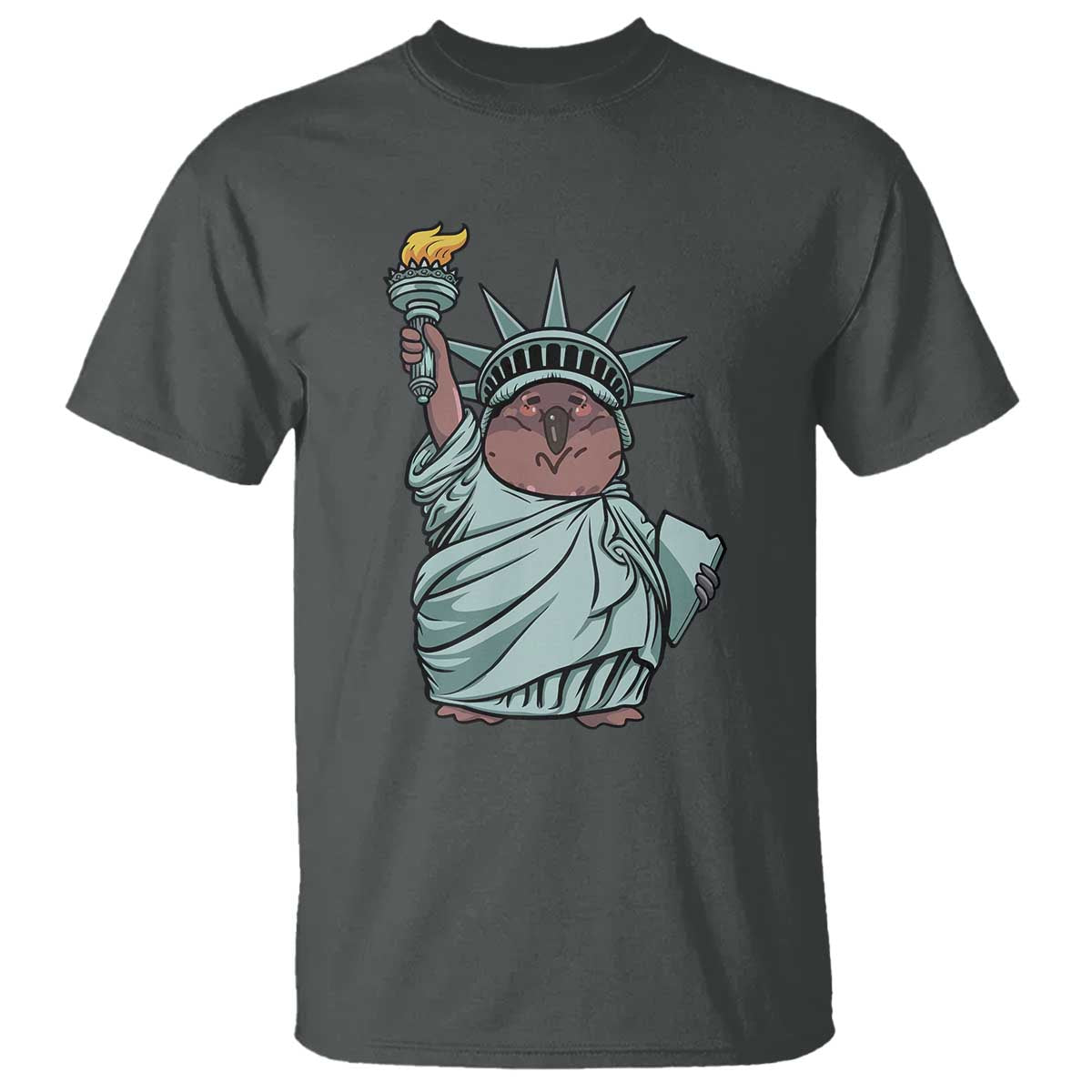 Funny Pesto The Penguin Statue Of Liberty T Shirt TS11 Dark Heather Print Your Wear