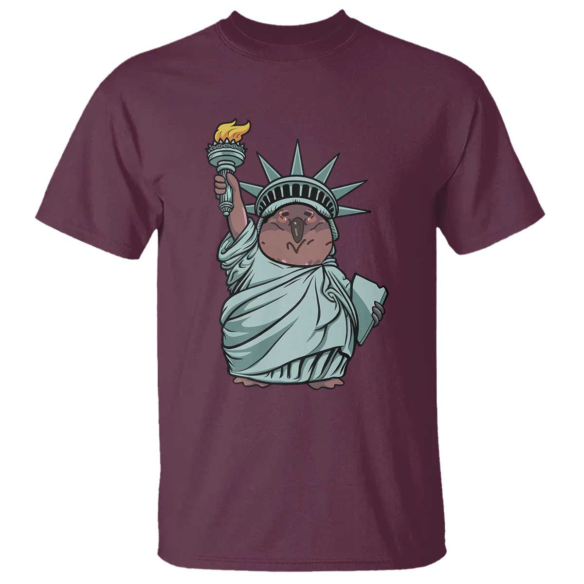 Funny Pesto The Penguin Statue Of Liberty T Shirt TS11 Maroon Print Your Wear