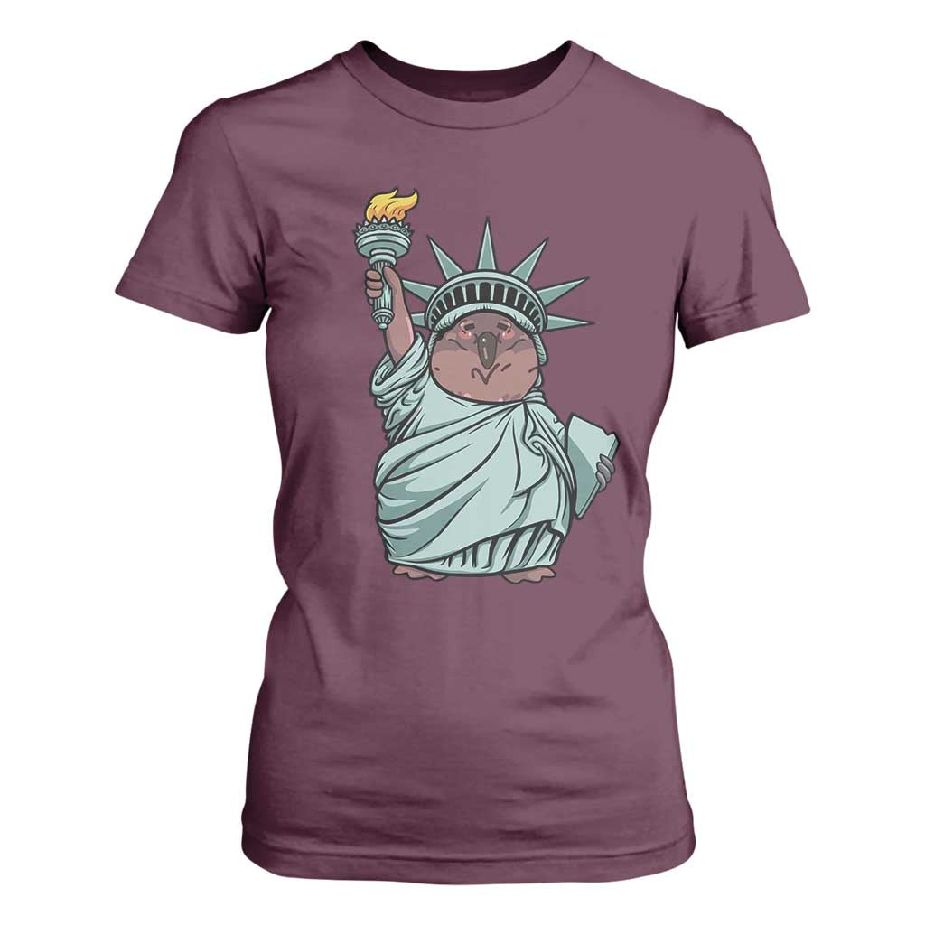 Funny Pesto The Penguin Statue Of Liberty T Shirt For Women TS11 Maroon Print Your Wear