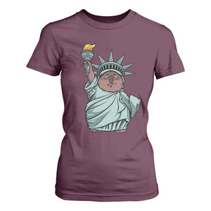 Funny Pesto The Penguin Statue Of Liberty T Shirt For Women TS11 Maroon Print Your Wear