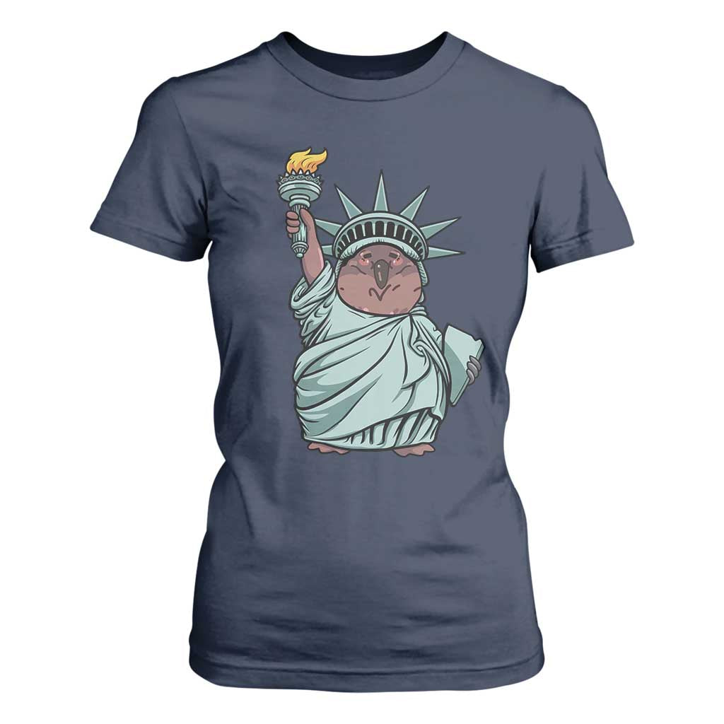 Funny Pesto The Penguin Statue Of Liberty T Shirt For Women TS11 Navy Print Your Wear