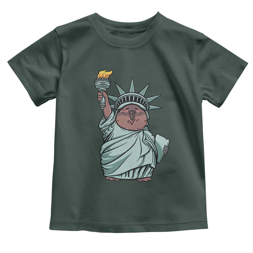 Funny Pesto The Penguin Statue Of Liberty Toddler T Shirt TS11 Dark Forest Green Print Your Wear