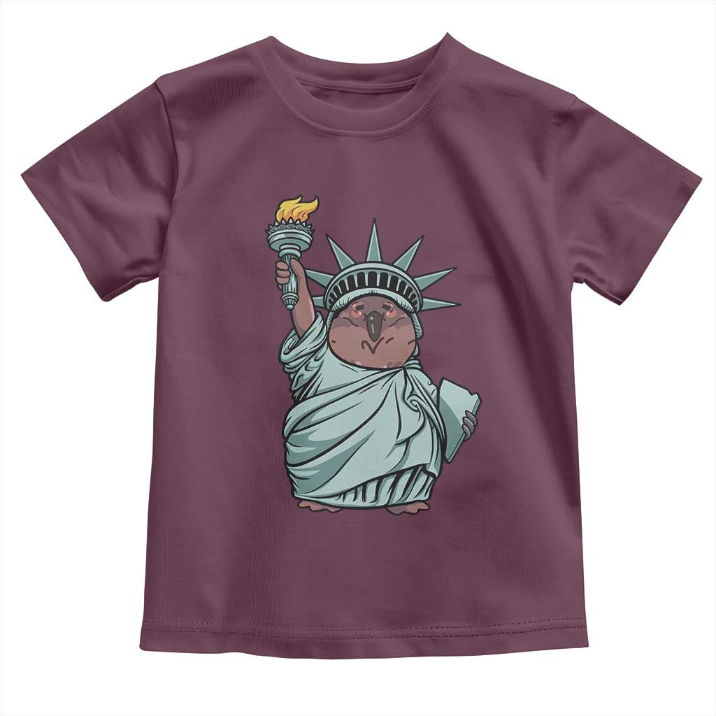 Funny Pesto The Penguin Statue Of Liberty Toddler T Shirt TS11 Maroon Print Your Wear