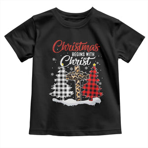 Christmas Begins With Christ Baby Shirt Leopard Cross Plaid Xmas Tree TS11 Black Print Your Wear