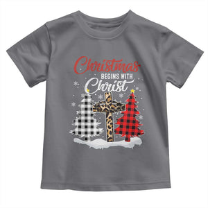 Christmas Begins With Christ Baby Shirt Leopard Cross Plaid Xmas Tree TS11 Charcoal Print Your Wear