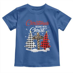 Christmas Begins With Christ Baby Shirt Leopard Cross Plaid Xmas Tree TS11 Royal Blue Print Your Wear