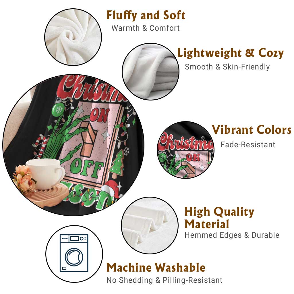 Funny Christmas Season Throw Blanket Switch Red And Green Skeleton Hand TS11 Print Your Wear