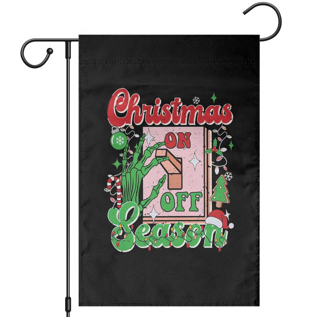 Funny Christmas Season Garden Flag Switch Red And Green Skeleton Hand TS11 Black Print Your Wear