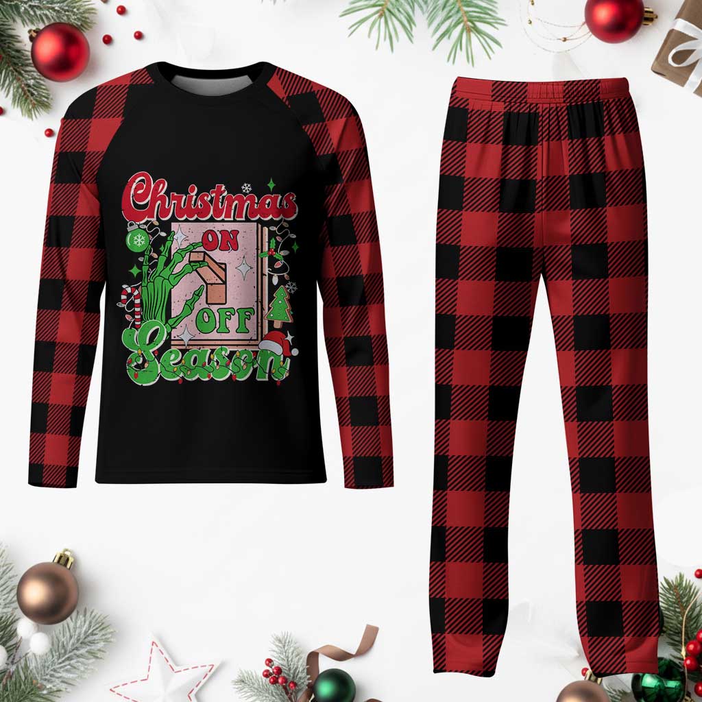 Funny Christmas Season Plaid Pajama Set Switch Red And Green Skeleton Hand TS11 Buffalo Plaid Print Your Wear