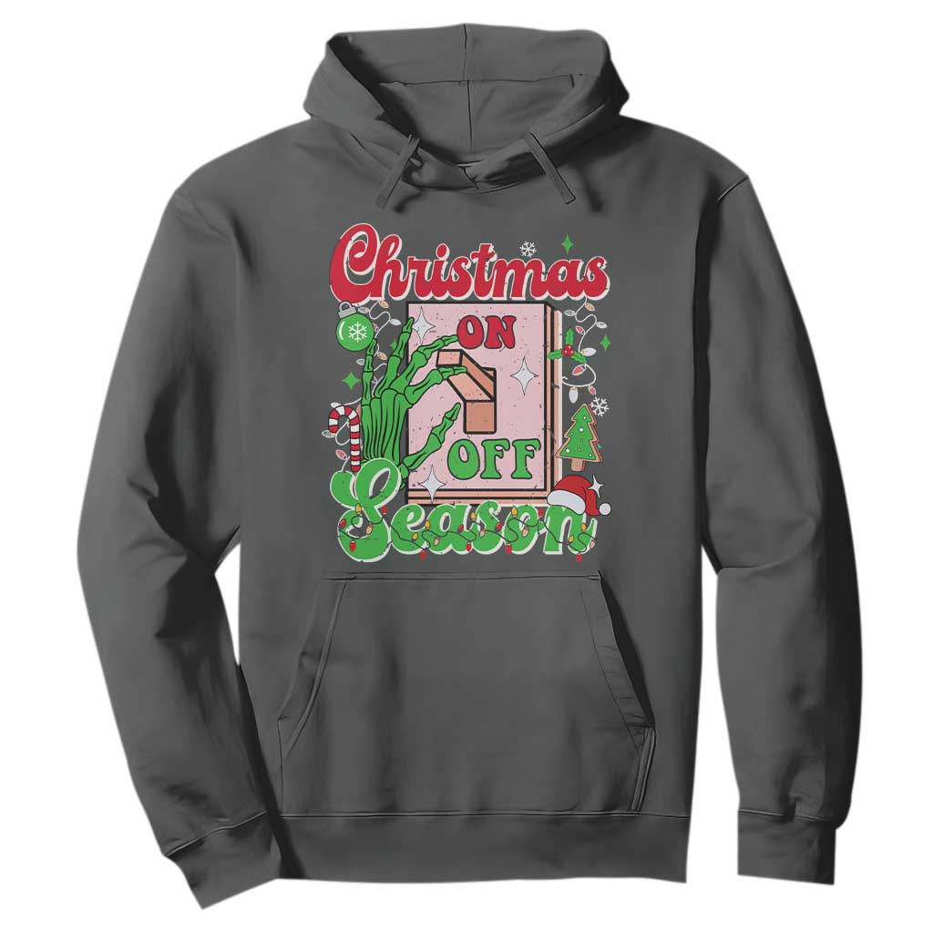 Funny Christmas Season Hoodie Switch Red And Green Skeleton Hand TS11 Dark Heather Print Your Wear