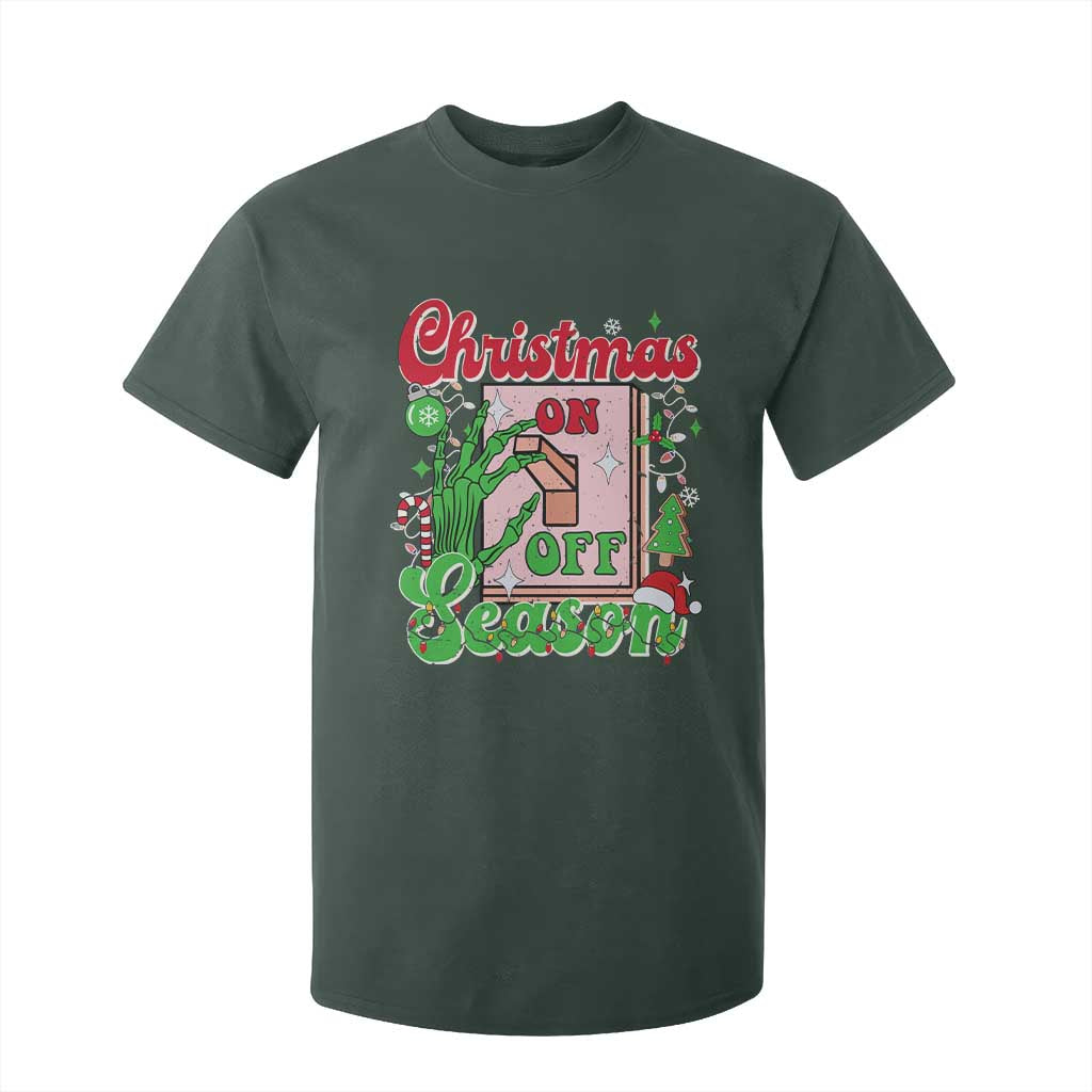 Funny Christmas Season T Shirt For Kid Switch Red And Green Skeleton Hand TS11 Dark Forest Green Print Your Wear
