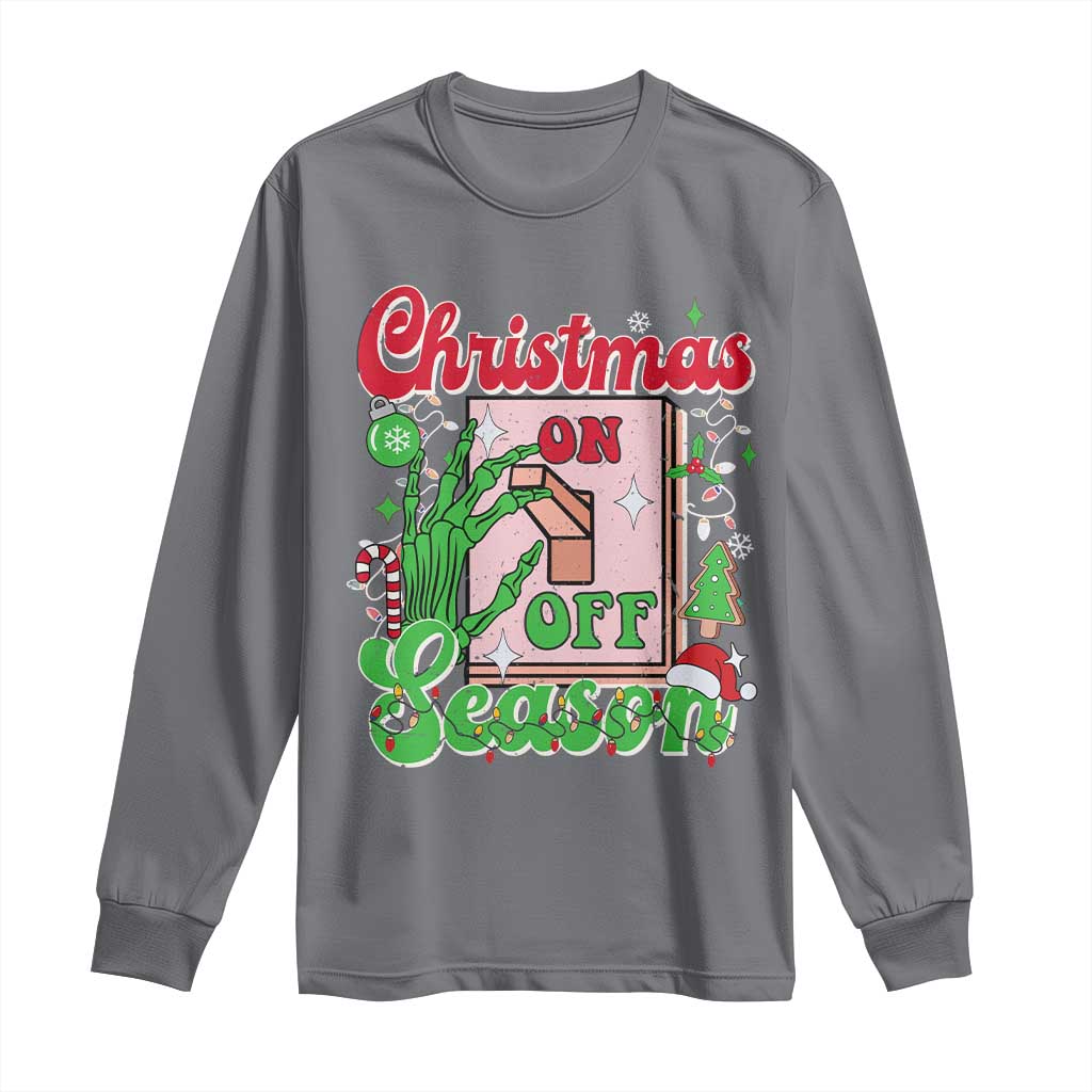 Funny Christmas Season Long Sleeve Shirt Switch Red And Green Skeleton Hand TS11 Charcoal Print Your Wear