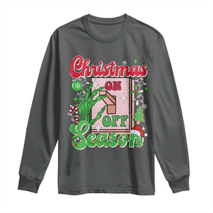 Funny Christmas Season Long Sleeve Shirt Switch Red And Green Skeleton Hand TS11 Dark Heather Print Your Wear