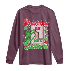 Funny Christmas Season Long Sleeve Shirt Switch Red And Green Skeleton Hand TS11 Maroon Print Your Wear
