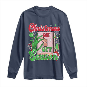 Funny Christmas Season Long Sleeve Shirt Switch Red And Green Skeleton Hand TS11 Navy Print Your Wear