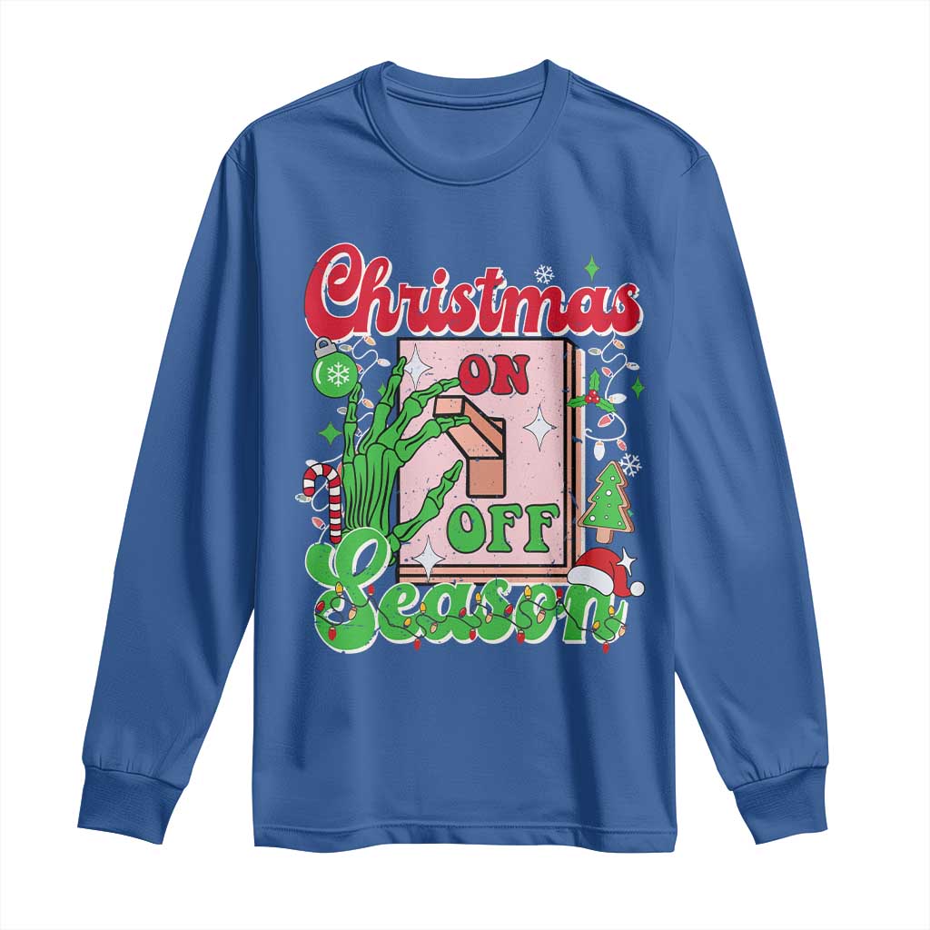 Funny Christmas Season Long Sleeve Shirt Switch Red And Green Skeleton Hand TS11 Royal Blue Print Your Wear