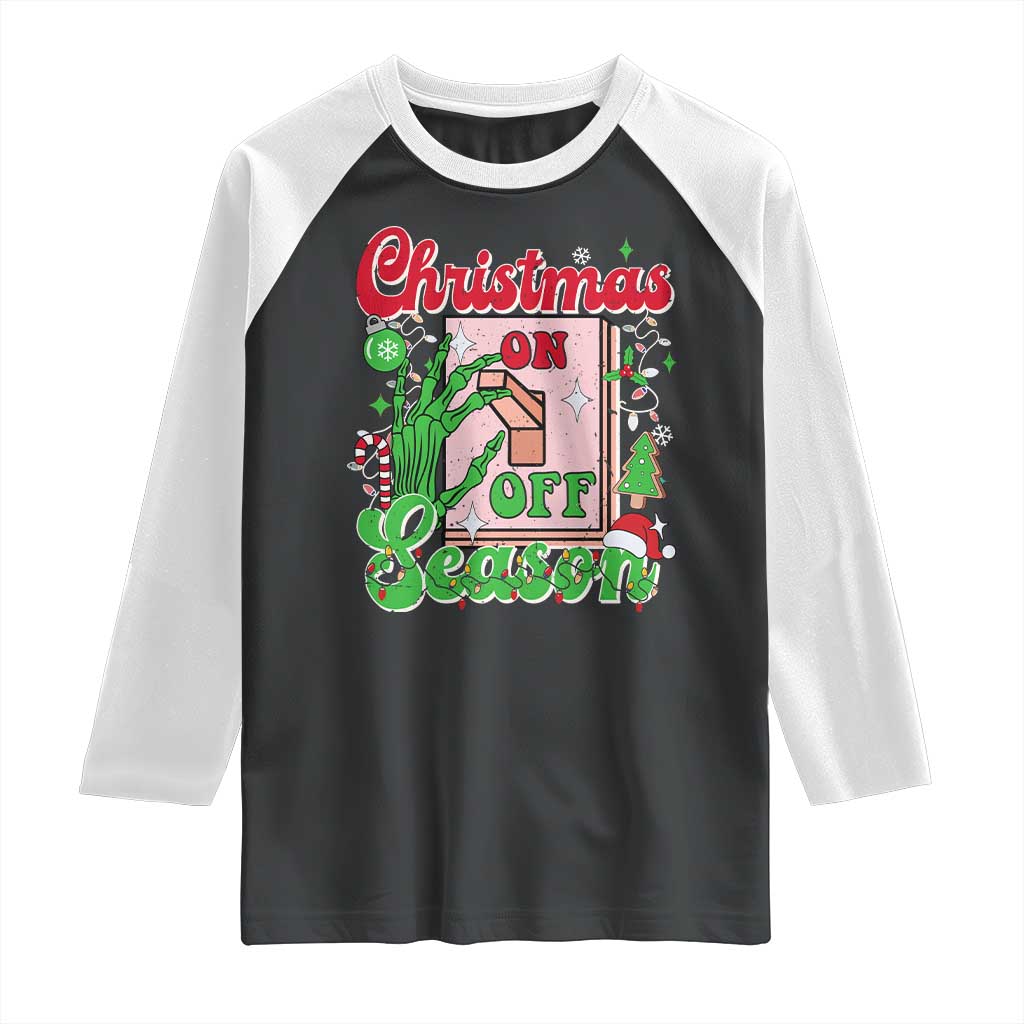 Funny Christmas Season Raglan Shirt Switch Red And Green Skeleton Hand TS11 Black White Print Your Wear