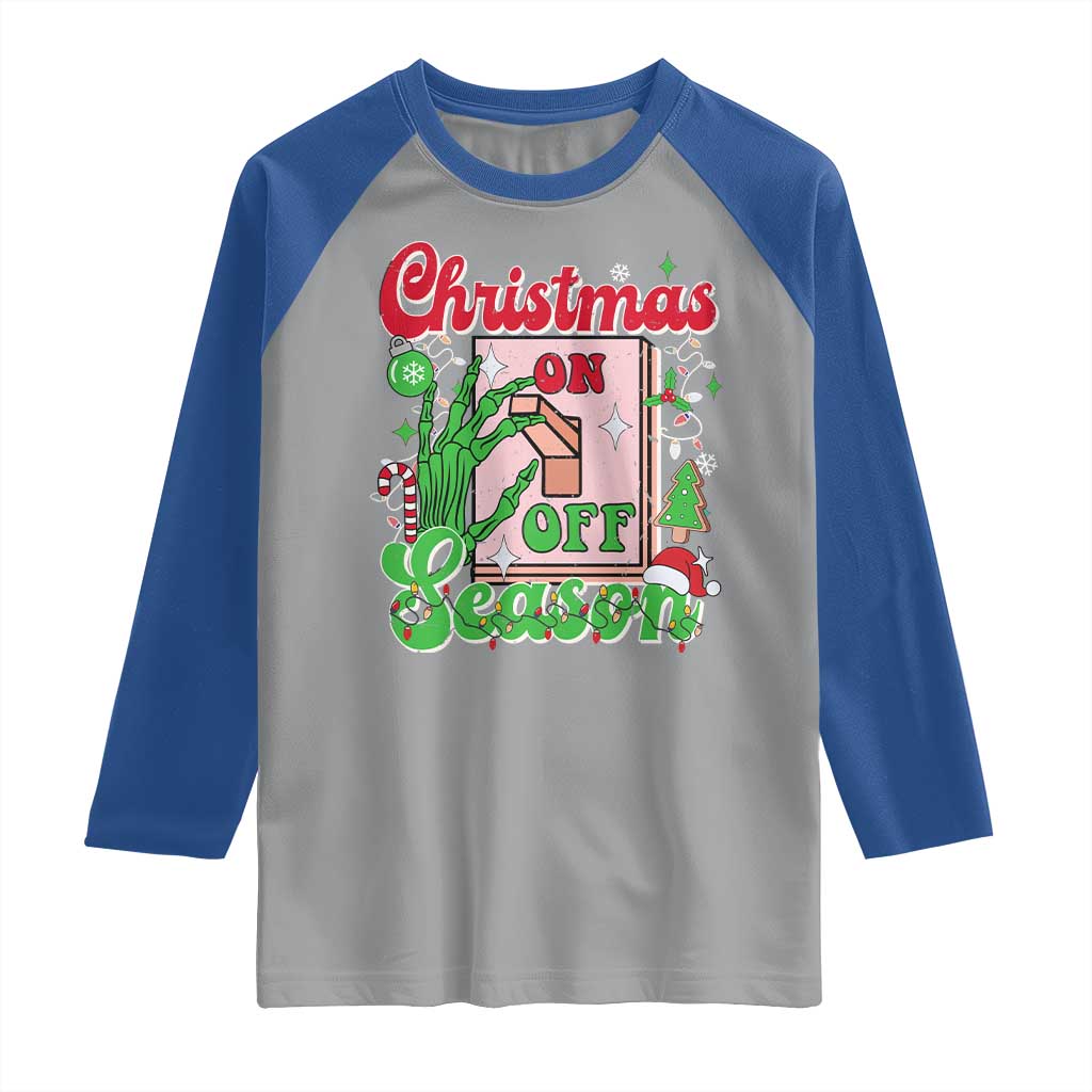 Funny Christmas Season Raglan Shirt Switch Red And Green Skeleton Hand TS11 Sport Gray Royal Print Your Wear