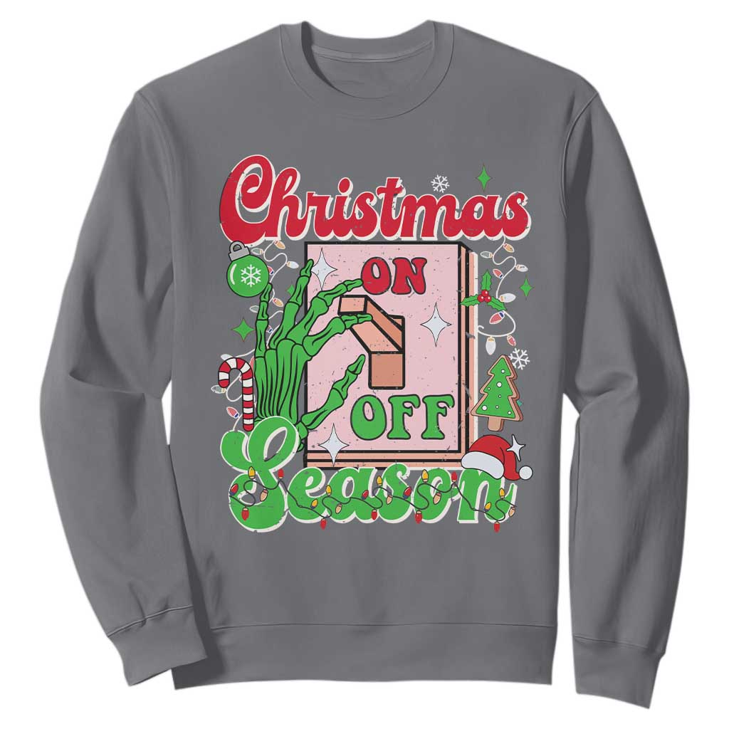 Funny Christmas Season Sweatshirt Switch Red And Green Skeleton Hand TS11 Charcoal Print Your Wear