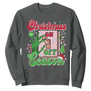 Funny Christmas Season Sweatshirt Switch Red And Green Skeleton Hand TS11 Dark Heather Print Your Wear