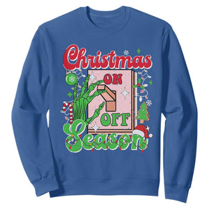 Funny Christmas Season Sweatshirt Switch Red And Green Skeleton Hand TS11 Royal Blue Print Your Wear