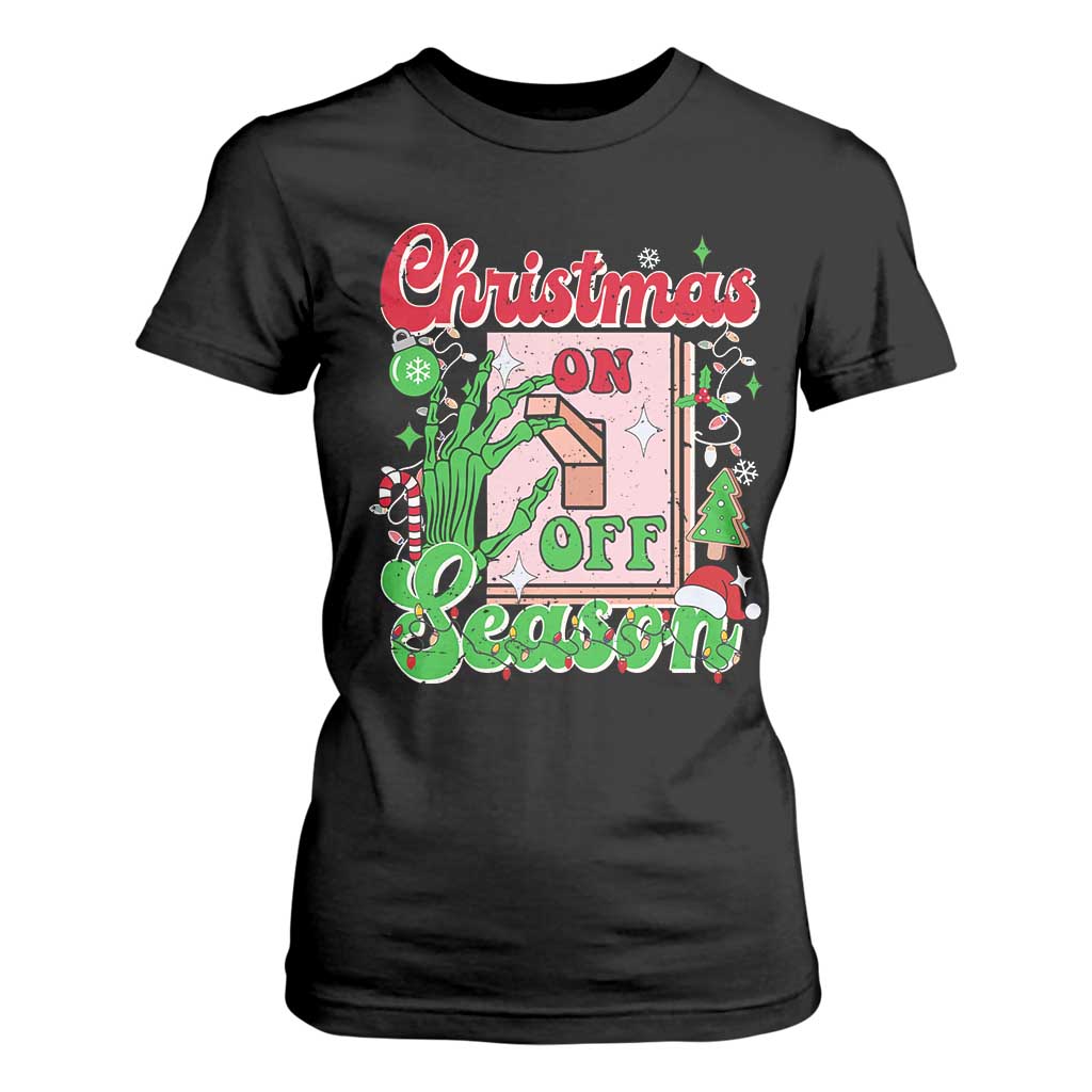 Funny Christmas Season T Shirt For Women Switch Red And Green Skeleton Hand TS11 Black Print Your Wear