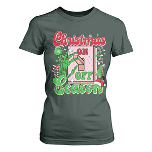 Funny Christmas Season T Shirt For Women Switch Red And Green Skeleton Hand TS11 Dark Forest Green Print Your Wear