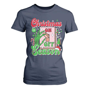 Funny Christmas Season T Shirt For Women Switch Red And Green Skeleton Hand TS11 Navy Print Your Wear