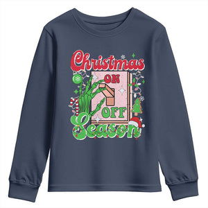 Funny Christmas Season Youth Sweatshirt Switch Red And Green Skeleton Hand TS11 Navy Print Your Wear