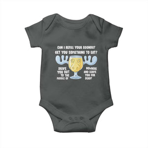 Funny Christmas Vacation Eggnog Baby Onesie Can I Refill Your Eggnogs Get You Something To Eat Xmas Movie TS11 Dark Heather Print Your Wear