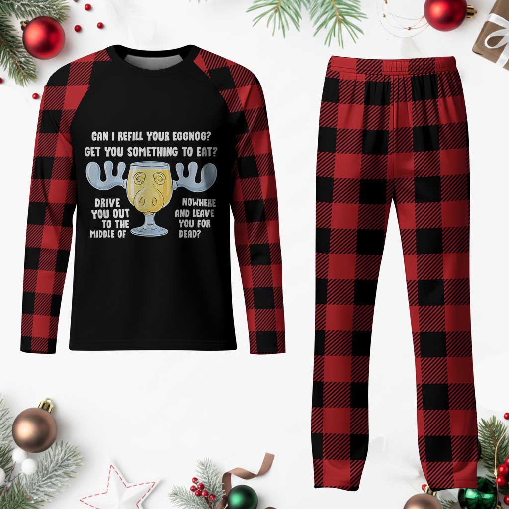 Funny Christmas Vacation Eggnog Plaid Pajama Set Can I Refill Your Eggnogs Get You Something To Eat Xmas Movie TS11 Buffalo Plaid Print Your Wear