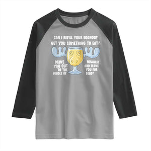Funny Christmas Vacation Eggnog Raglan Shirt Can I Refill Your Eggnogs Get You Something To Eat Xmas Movie TS11 Sport Gray Black Print Your Wear