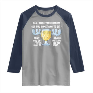 Funny Christmas Vacation Eggnog Raglan Shirt Can I Refill Your Eggnogs Get You Something To Eat Xmas Movie TS11 Sport Gray Navy Print Your Wear