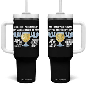 Funny Christmas Vacation Eggnog Tumbler With Handle Can I Refill Your Eggnogs Get You Something To Eat Xmas Movie - Print Your Wear