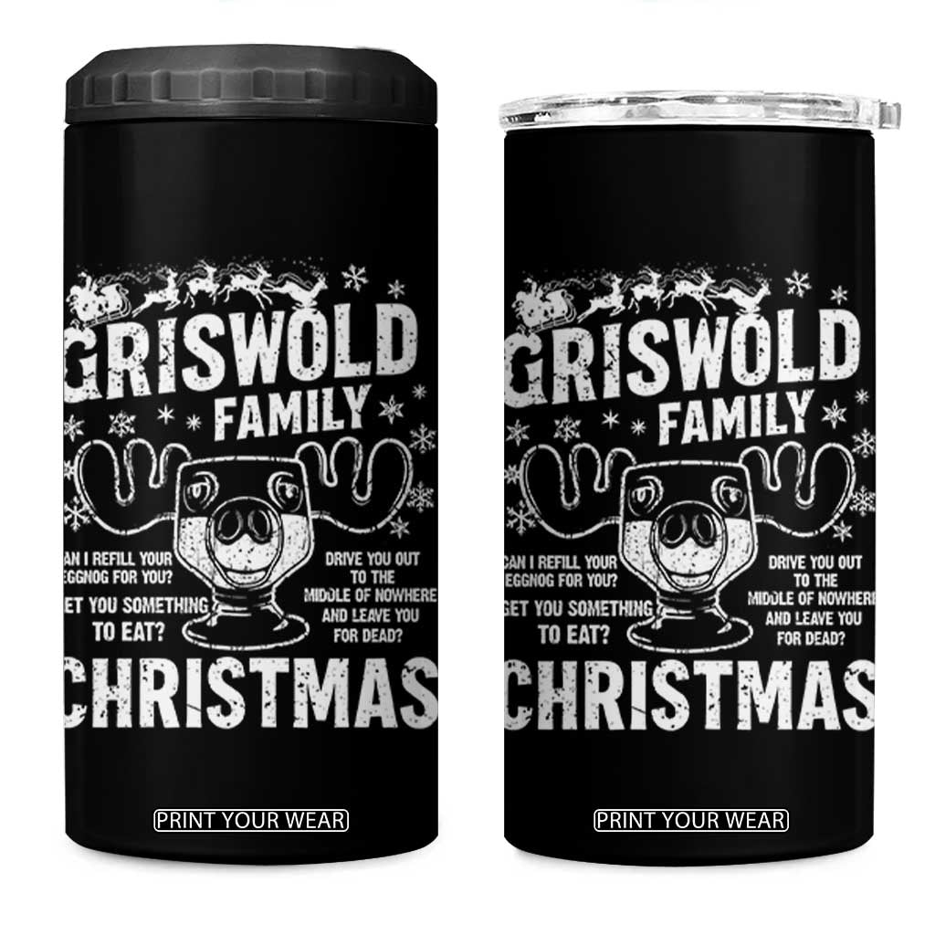 Funny Christmas Vacation Eggnog 4 in 1 Can Cooler Tumbler Griswold Family Can I Refill Your Eggnogs Xmas Movie TS11 One Size: 16 oz Black Print Your Wear