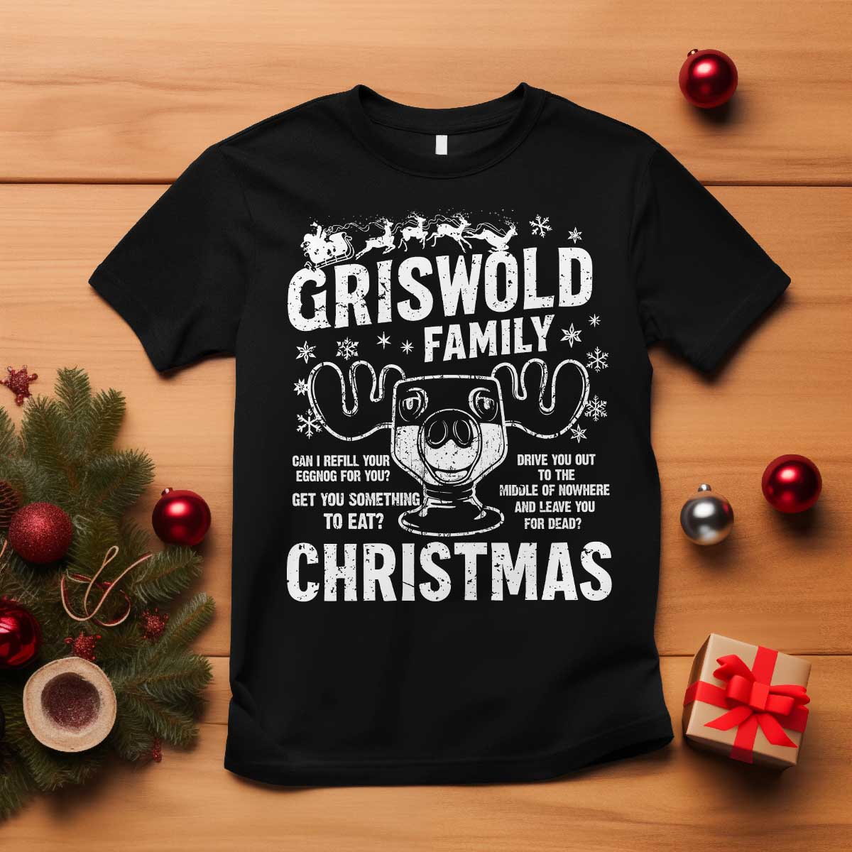 Funny Christmas Vacation Eggnog T Shirt Griswold Family Can I Refill Your Eggnogs Xmas Movie TS11 Black Print Your Wear