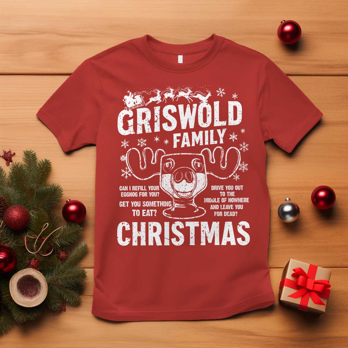 Funny Christmas Vacation Eggnog T Shirt Griswold Family Can I Refill Your Eggnogs Xmas Movie TS11 Red Print Your Wear